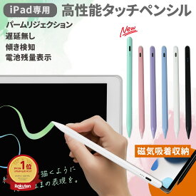 ＼4日20時〜P5倍♪／【ランキング1位】【iPad専用】【 残量表示/傾き感知 】 タッチペン iPad ペンシル スタイラスペン 充電式 タブレット スマホ 自動電源OFF お絵かき イラスト 高感度 遅延 途切れ ズレ誤操作防止 マグネット 磁気吸着 第9世代 第10世代 第11世代 対応