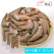 天然・無添加・無頭ホワイトエビ 約20g/尾 10〜12尾パック×3パック 小分け冷凍品