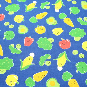 シーチング生地 シーチング プリント 野菜柄 やさい ST2909 col.4A/4B/4C/4D 110cm幅 綿100% 50cm単位切り売り