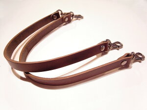 バッグ用本革レザー持ち手 焦茶 ダークブラウン 約1.5cm幅×40cm ナスカンタイプ アンティークシルバー ハンドメイド&交換用