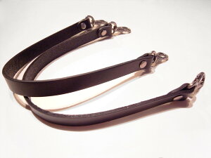 バッグ用本革レザー持ち手 黒 ブラック 約1.5cm幅×40cm ナスカンタイプ アンティークシルバー ハンドメイド&交換用