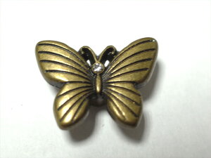 簡単取付け ネジ式飾りカシメ ちょうちょ パピヨン 5mm足 アンティークゴールド 2個入 革小物などの留め具に最適