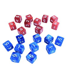 D6 ダイス 6面 アクリル製 RPG ゲーム用 青と赤　各10個 サイコロ ボードゲーム　お正月　お年玉　お泊り会