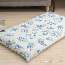 ディズニーデザイン 接触冷感キルト長座布団カバー 約68×120cm ひんやり冷たい冷感生地とニットワッフルのリバーシブル 可愛い オシャレ サーフ柄 ミッキーマウス＆ドナルドダック柄