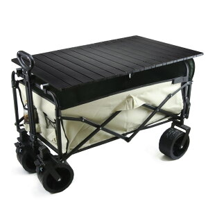 キャリーワゴン テーブル付き 2WAY 大容量180L耐荷重200kg後部展開可キャリーワゴン ブレーキ機能付き長物対応折りたたみ式 ワンタッチ収束 黒色 TOKUTOYO(トクトヨ)