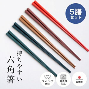 \11/1限定★全品ポイント10倍&9%OFFクーポン!/日本製 六角箸 5膳組 ( 箸 お箸 おはし PBT 箸セット おしゃれ かわいい カトラリー 食洗機対応 お弁当 和プレゼント ギフト 夫婦 大人 ペア 5