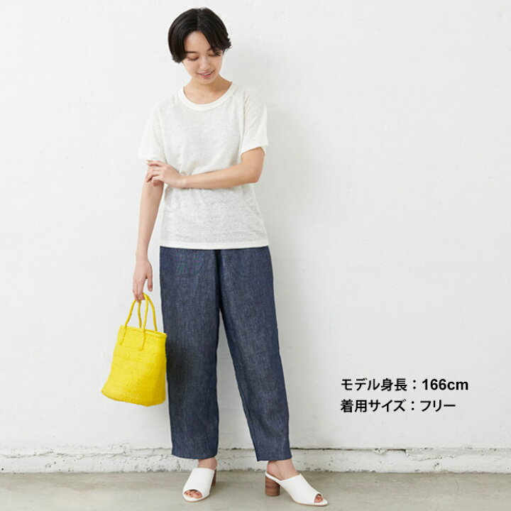 楽天市場 ゆったり パンツ レディース リネン100 デニム エッグパンツ 日本製 メール便可 40代 50代 60代 30代 女性 ファッション リネンデニム ワイドパンツ コクーンパンツ 麻100 天然素材 春 夏 ボトム カジュアル ウエストゴム Tokyo Basic 東京ベーシック