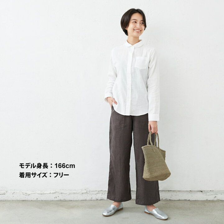 楽天市場 再入荷 リネン ワイド パンツ レディース フレンチリネン100 ヘビーキャンバス ベイカーセミワイドパンツ 日本製 40代 50代 60代 30代 女性 ファッション ベイカーパンツ 春 夏 秋 速乾 抗菌 ウエストゴム Tokyo Basic 東京ベーシック