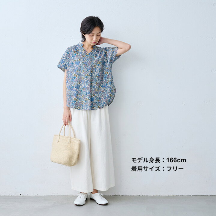 リバティ／定価1.8万円 光沢リヨセル生地 ゆったりギャザーブラウス 