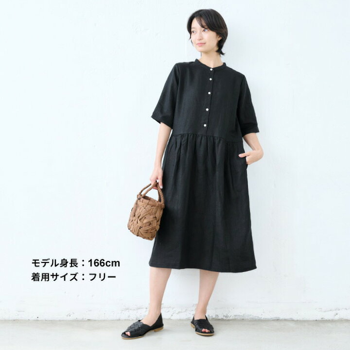 楽天市場】[ 麻 ワンピース リネン 夏 ロング 半袖 ] しっかり厚手  