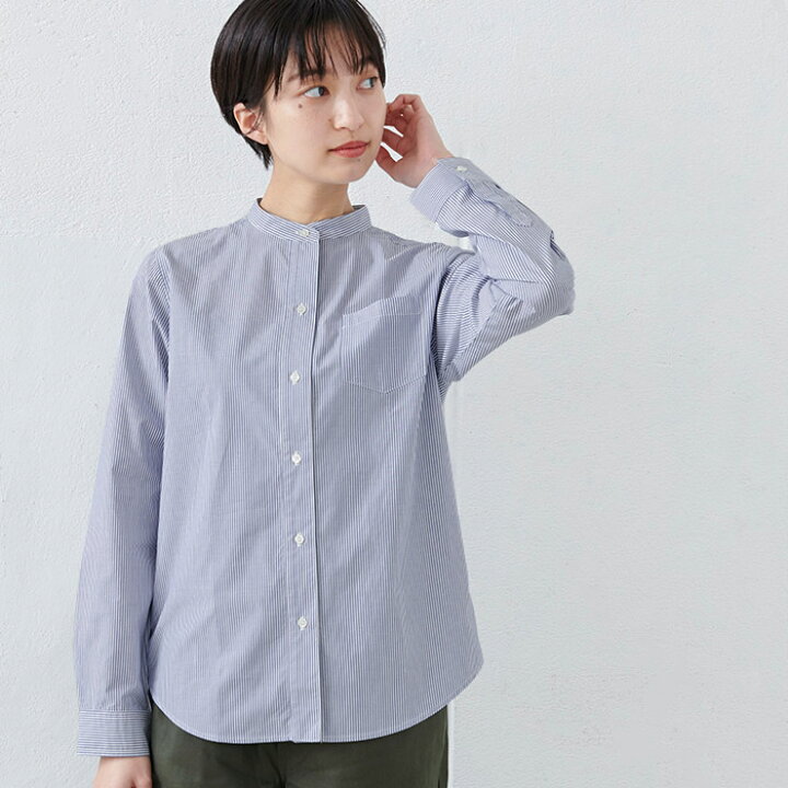 楽天市場 新色追加 シャツ ブラウス 長袖 春服 レディース きれいめ トップス 40代 50代 オーガニックコットン100 バンドカラー シャツ 日本製 メール便可 60代 30代 女性 ファッション 羽織り コットン 綿100 ノーカラー スタンドカラー オックス素材 春 冬