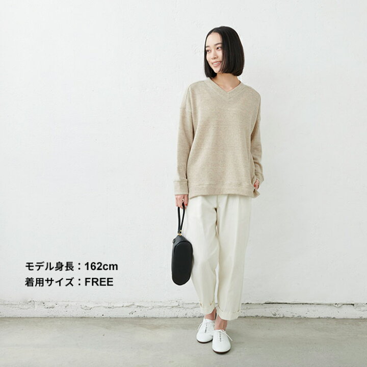 楽天市場 トレーナー 春服 レディース きれいめ トップス 40代 50代 リネン コットン 裏毛 Vネック トレーナー 日本製 60代 30代 女性 ファッション プルオーバー 麻 綿 長袖 天然素材 春 秋 トップス Tokyo Basic 東京ベーシック
