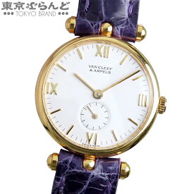 【3年保証】【返品可】 ヴァンクリーフ＆アーペル ラコレクション 116601 ホワイト K18YG クロコダイルレザー 金無垢 ラウンド 腕時計 レディース クォーツ[送料無料] 【中古】 101813338