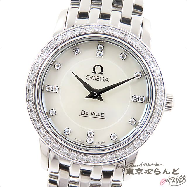 オメガ 腕時計 レディース デヴィル クォーツ シェル文字盤 ダイヤ16P-