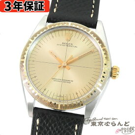 【3年保証】【返品可】 ロレックス ROLEX オイスターパーペチュアル ゼファー 1038 22番台 シャンパン SS YG レザー 腕時計 メンズ 自動巻 OH済 仕上済 レア[送料無料] 【中古】 101697895