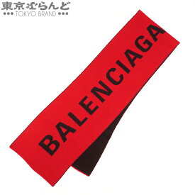 【新宿南口店オープン記念セール■】【返品可】バレンシアガ BALENCIAGA ロゴデザイン マフラー 530047 レッドxブラック ウール マフラー ユニセックス[送料無料] 【中古】pdw 101684101