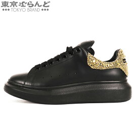 【スプリングセール〇】【返品可】アレキサンダーマックイーン Alexander McQueen オーバーサイズドスニーカー 662654 ブラックxゴールド レザー ストーン 42 スニーカー メンズ 【中古】pdw 101702403