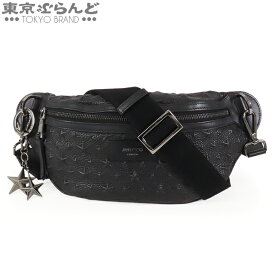 【中古】【5%クーポン♪1.16〜1.18】【返品可】【超オススメアイテム！Φ】ジミーチュウ JIMMY CHOO ヨーク ベルトバッグ メンズ グレインレザー スター エンボス スターチャーム付き ブラック YORK EMG 204 BLACK [送料無料]【ポイント5倍●1.16〜1.18】pdw 101819909