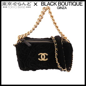 【返品可】シャネル CHANEL カメリア ドラムバッグ ブラック ライトゴールド金具 ベルベット ココマーク ハンドバッグ ショルダーバッグ レディース[送料無料] 【中古】 101692920