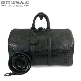 【5%クーポン♪5.23～6.2】【2024年4月度月間優良ショップ】【返品可】ルイヴィトン LOUIS VUITTON キーポル バンドリエール 45 N82246 ブラック クロコダイル 2WAY ボストンバッグ ユニセックス[送料無料] 【中古】【ポイント5倍●5.23～6.2】 101714223