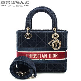 【2024年4月度月間優良ショップ】【決算セール★】【返品可】クリスチャンディオール Christian Dior レディディオール ネイビーxレッド ベロア 2WAY ショルダーバッグ ハンドバッグ レディース 【中古】pdw 23XM 015000041