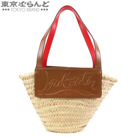 【返品可】クリスチャンルブタン Christian Louboutin LOUBISHORE SMALL 1215226 ナチュラルxブラウン ラフィア レザー かごバッグ トートバッグ レディース[送料無料] 【中古】 101726255