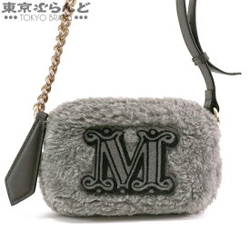【中古】【BIGサマーセールλ】【返品可】マックスマーラ MAX MARA テディ カメラバッグ 451622236 グレーxブラック 黒 ウール レザー ファー ショルダーバッグ レディース[送料無料]pdw 101771856