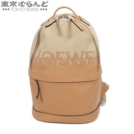 【新宿南口店オープン記念セール〇】【返品可】ロエベ LOEWE ラウンド バックパック B314278X01 クレタxウォームデザート キャンバス レザー ロゴ リュック・デイパック ユニセックス 【中古】pdw 101694157