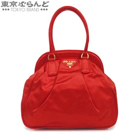 【中古】【返品可】プラダ PRADA サテン ロゴ ハンドバッグ がま口 レッド 赤 レディース[送料無料] 101792859