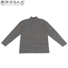 【返品可】バレンシアガ BALENCIAGA ボーダー ロングスリーブ Tシャツ 512061 ブラックxホワイト コットン ハイネック オーバーサイズ XXS カットソー メンズ[送料無料] 【中古】 001013565