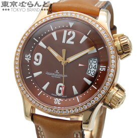 【中古】【返品可】ジャガー・ルクルト JAEGER-LECOULTRE マスターコンプレッサー レディース 腕時計 自動巻 K18PG レザー 金無垢 ベゼルダイヤ ブラウンxピンクゴールド 148.2.60 [送料無料] 101832875