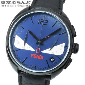 【返品可】箱・保証書付き フェンディ FENDI モメント バグズ クロノグラフ F214613411 ダークブルー SS レザー モンスター 腕時計 ユニセックス クォーツ式 [送料無料] 【中古】 101690083