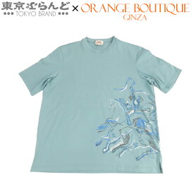 【返品可】エルメス HERMES カヴァルカード 半袖Tシャツ H257830 グリーン系 セラドン コットン ホース柄 馬 XXL トップス メンズ[送料無料] 【中古】 101717193