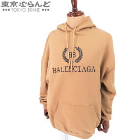 【返品可】バレンシアガ BALENCIAGA BBロゴ プリント パーカー 578138 TEV51 ベージュ コットン M トップス メンズ[送料無料] 【中古】 101717194