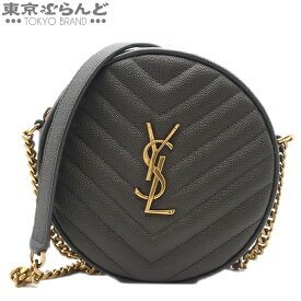 【2024年4月度月間優良ショップ】【返品可】サンローランパリ SAINT LAURENT PARIS ヴィニル ラウンド型 ショルダーバッグ 610436 グレー ゴールド金具 レザー レディース A [送料無料] 【中古】 101713198