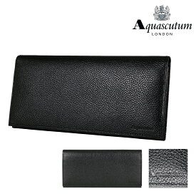 アクアスキュータム 渡りマチ長財布小銭入れナシ jet black ジェットブラック AQ620013 Aquascutum 札入れ カードケース 牛革 メンズ[即日発送]