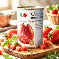創健社 有機ダイストマト缶(400g)　ダイスカットした立方形タイプ
