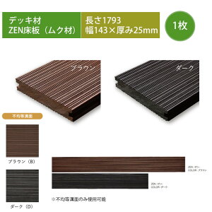 【高級樹脂デッキ床板材】ZEN床板(ムク材)・L1793×W143×T25mm ※デッキ床板1枚単品部材、型番:ZMU18、品名:ZENムク材1793【人工木デッキ 高儀 ゼン ネオカットウッド DIY 商業施設ウッドデッキ