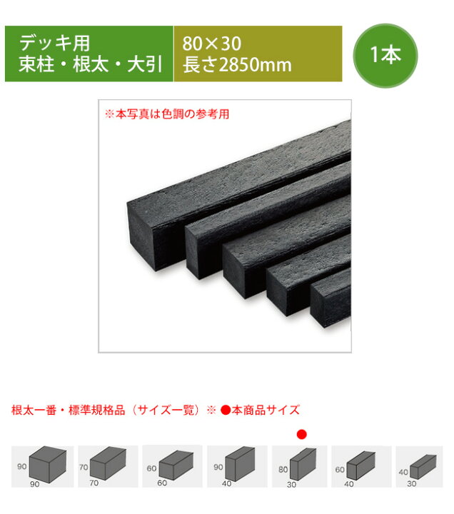 楽天市場】【デッキ用根太・大引・束柱（再生樹脂材）】根太一番・80 