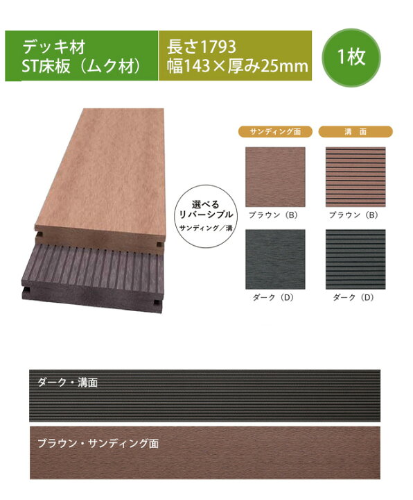 楽天市場】【高級樹脂デッキ床板材】ST床板（ムク材）・L1793×W143 