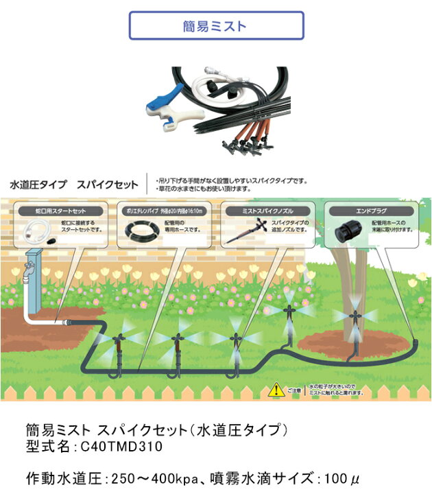 楽天市場】簡易ミスト スパイクセット（水道圧タイプ）型式名 
