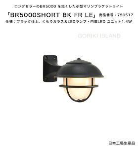 BR5000SHORT BK FR LE(色:BK)商品番号:750517/仕様:ブラック仕上げ、くもりガラス&LEDランプ・内臓LED ユニット1.4W ゴーリキアイランド社製(日本生産)【真鍮製マリンライト ランプ エクステ