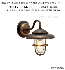 BR1760 AN CL LE(色:AN)商品番号:700459/仕様:古色仕上げ、クリアガラス&LEDランプ・ミニLED電球 E17 2W ゴーリキアイランド社製(日本生産)【真鍮製マリンライト ランプ エクステリア照明