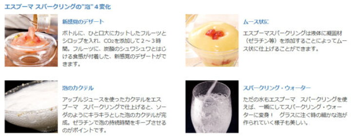 楽天市場】CO2 エスプーマ スパークリング M ステンレス NTG日本炭酸  