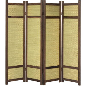 ロールスクリーン4連 焼桐 幅40×奥行2×高さ152.5cm 完成品 い草使用 リビング・寝室・玄関などで 間仕切り