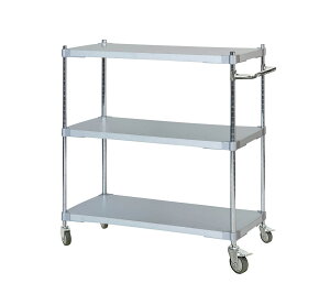 【PROFACE】ガルバシェルフワゴン 46×90 3段 ポール900 取っ手付き 台車 運搬