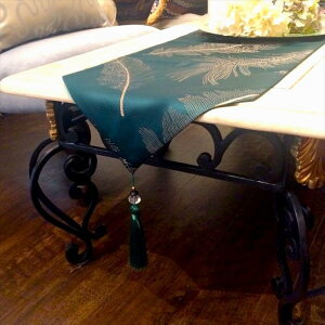 テーブルランナー 10128TR 33×210cm 玄関 カフェ エステ ネイル エレガント シック モダン おしゃれ かわいい クラシック ベージュ/グリーン/グレー/ライトブルー