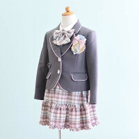【レンタル】子供服 フォーマル レンタル 女の子【FG0022】【グレー・ピンク/チェック】【Lili Lundi】女の子 子供 スーツ レンタル/入学式/卒業式/卒園式/七五三/お呼ばれ/結婚式/冠婚葬祭/お受験服/激安/格安