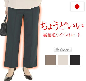 ワイドパンツ 暖かい 裏起毛 レディース 暖パン 日本製 ゆったり あったか 締め付けない あったかい 防寒 秋 冬 太ももゆったり ゴムズボン 着ぶくれしない 太って見えない 太ももゆるい 太ももが細く見える ウエストゴム ストレッチ ズボン きれいめ 仕事 股下65着痩せ