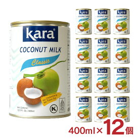 【7/19 20:00〜7/26 1:59 エントリーでP5倍】ココナッツミルク KARA カラ ココナッツミルク EO缶 400ml 12個 インドネシア ココナツミルク 缶切り不要 送料無料